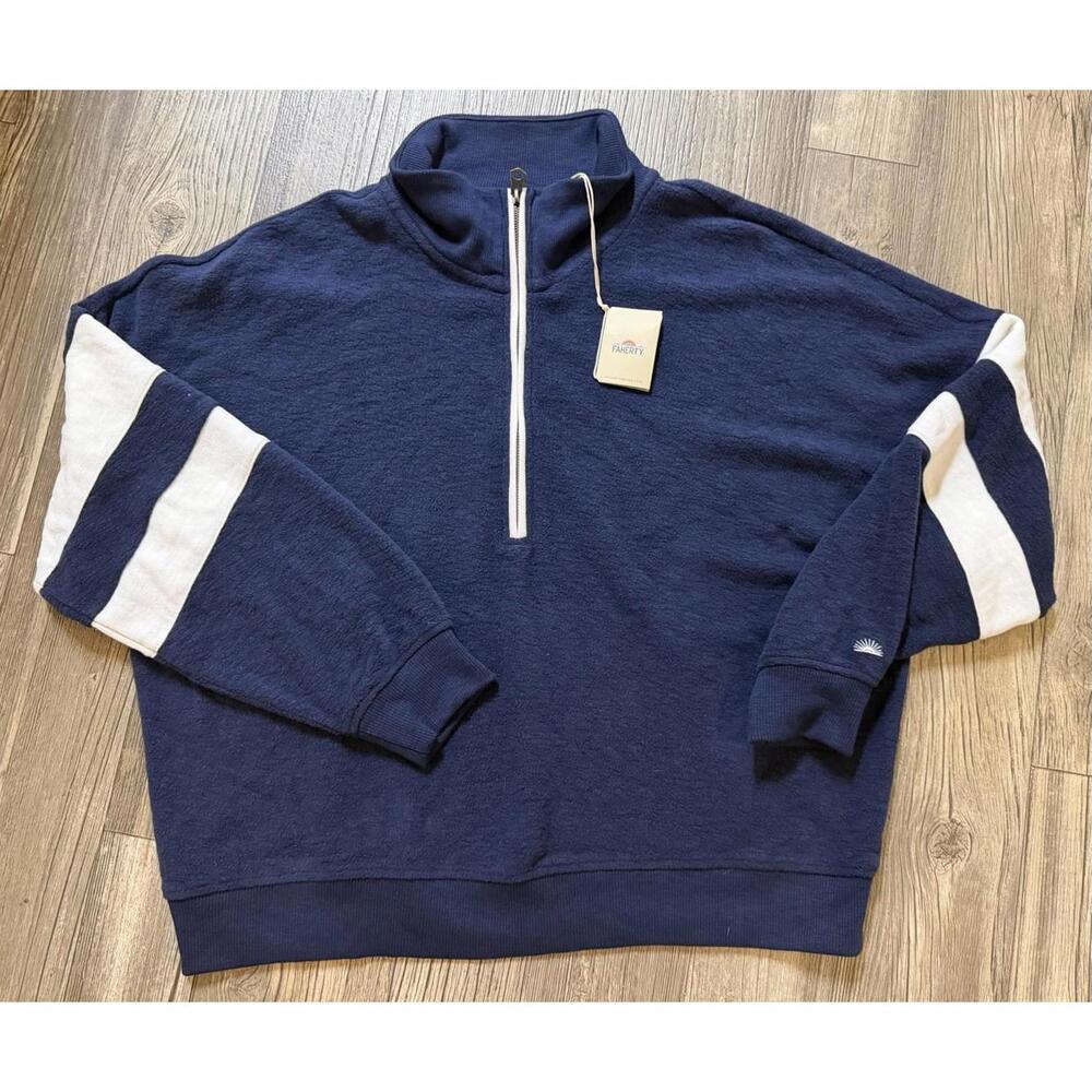 Faherty Beach Quarter Zip Fleece Pullover Sz XXL NWT